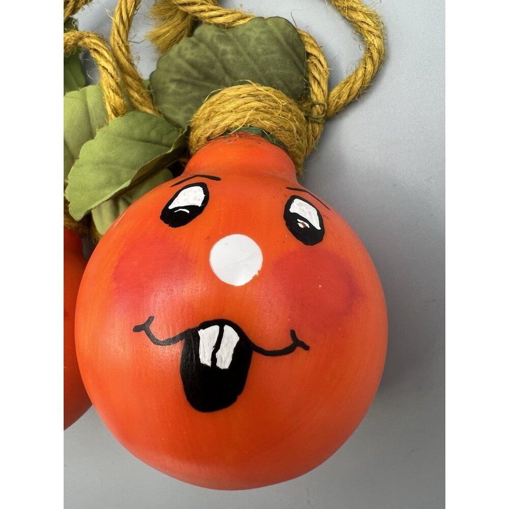 VTG Polish Halloween Pumpkin Glass Electric Light Bulbs Ornament Poland Raffia - Picture 11 of 13